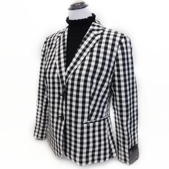 Contemporary Banana Republic Black & White Linen Blazer - Picture 4 of 5